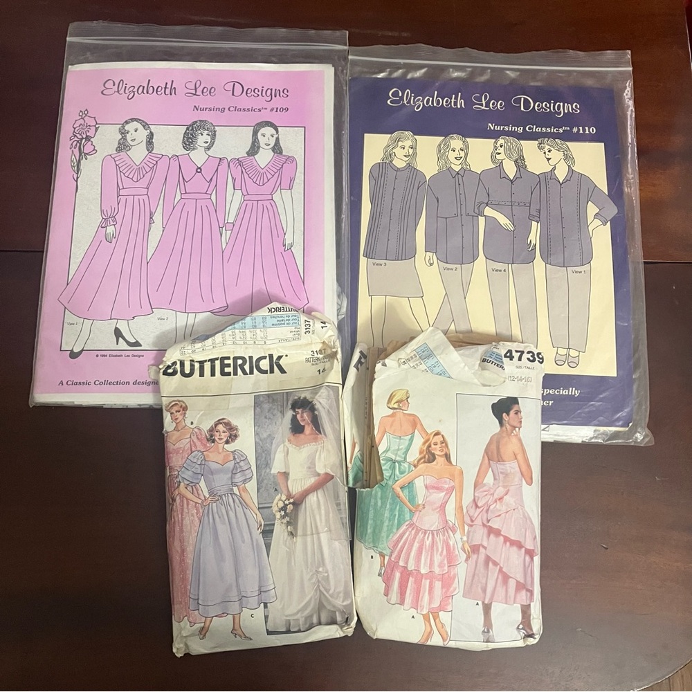 Lot of 4 Vintage Women's Sewing Pattern's 1980s Prom /Wedding Dresses Unsearched